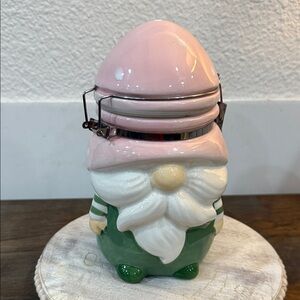 Pink and Green Gnome Cookie Jar or Dog Treats
